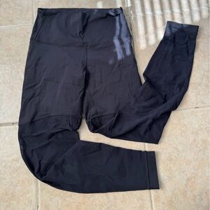 Black with sheer leg (camo detail) lululemon leggings size 8